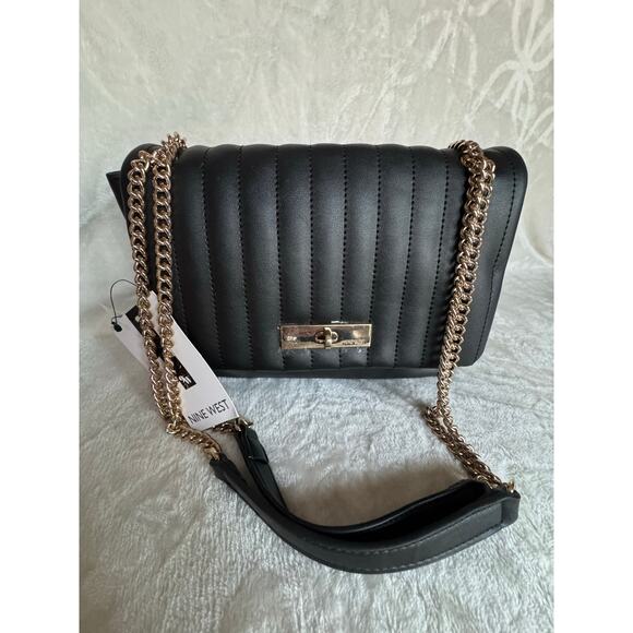 Brand New Beautiful Black NINE WEST Vegan Shoulder/ Purse/Handbag Smooth - Picture 4 of 7